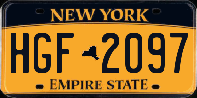 NY license plate HGF2097