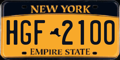 NY license plate HGF2100