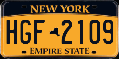 NY license plate HGF2109