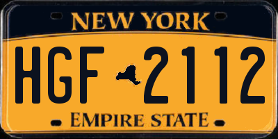 NY license plate HGF2112