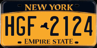 NY license plate HGF2124