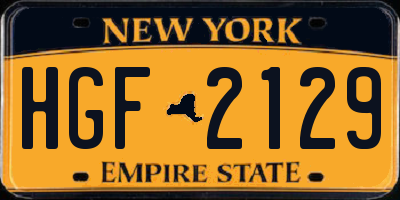 NY license plate HGF2129