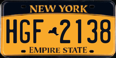 NY license plate HGF2138