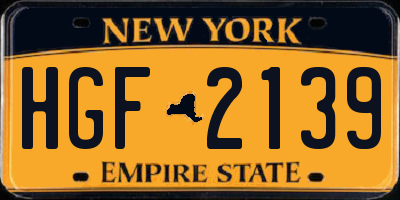 NY license plate HGF2139