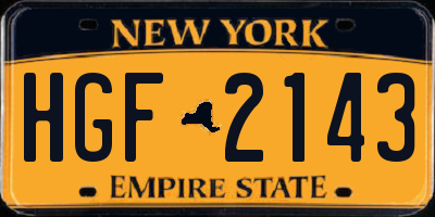 NY license plate HGF2143