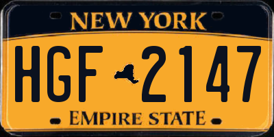 NY license plate HGF2147