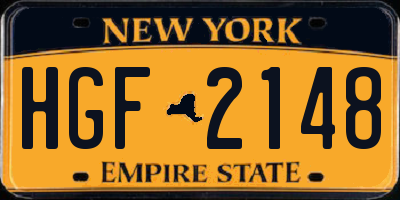 NY license plate HGF2148