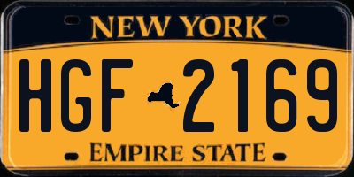 NY license plate HGF2169