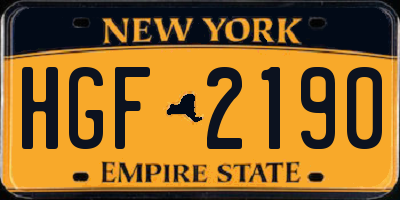 NY license plate HGF2190