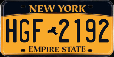 NY license plate HGF2192