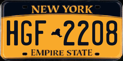 NY license plate HGF2208