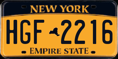 NY license plate HGF2216