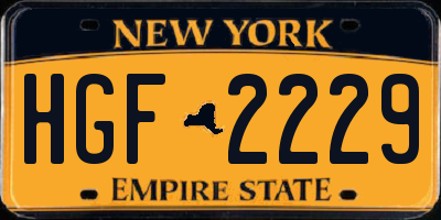 NY license plate HGF2229