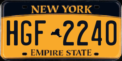 NY license plate HGF2240