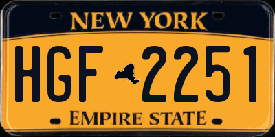 NY license plate HGF2251