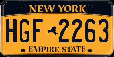 NY license plate HGF2263