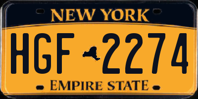 NY license plate HGF2274