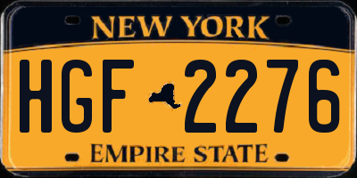 NY license plate HGF2276