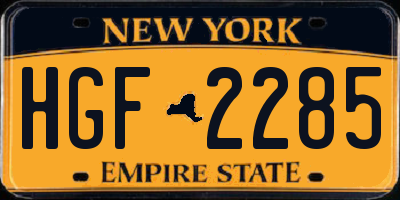 NY license plate HGF2285