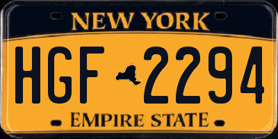 NY license plate HGF2294