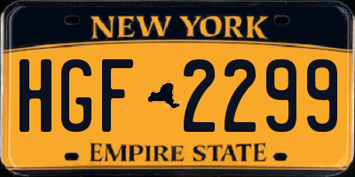 NY license plate HGF2299