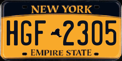 NY license plate HGF2305
