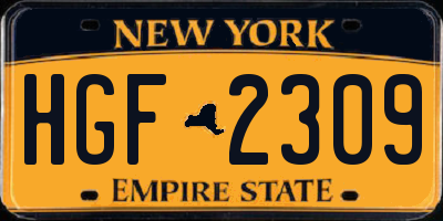 NY license plate HGF2309