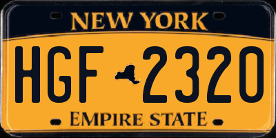 NY license plate HGF2320
