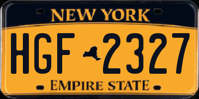 NY license plate HGF2327