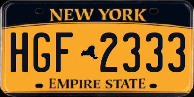 NY license plate HGF2333