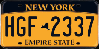 NY license plate HGF2337