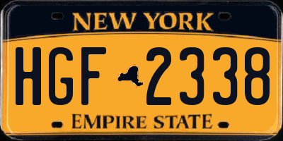 NY license plate HGF2338