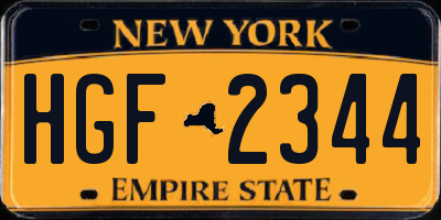 NY license plate HGF2344