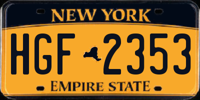 NY license plate HGF2353