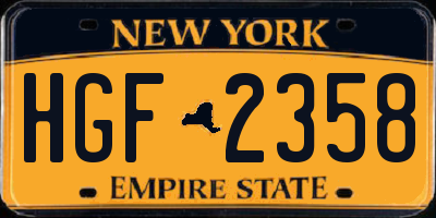 NY license plate HGF2358