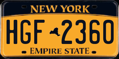 NY license plate HGF2360
