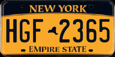 NY license plate HGF2365