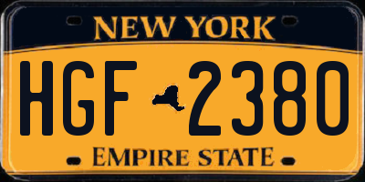 NY license plate HGF2380