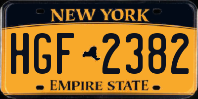 NY license plate HGF2382