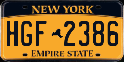 NY license plate HGF2386