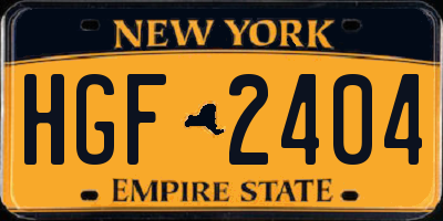 NY license plate HGF2404