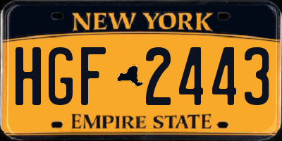 NY license plate HGF2443