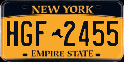 NY license plate HGF2455