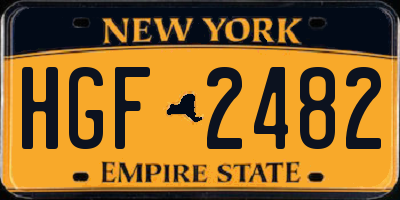 NY license plate HGF2482