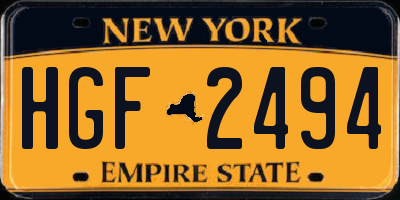 NY license plate HGF2494