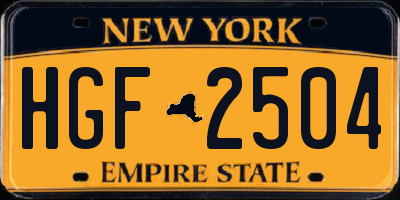 NY license plate HGF2504