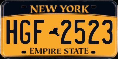 NY license plate HGF2523