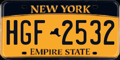 NY license plate HGF2532