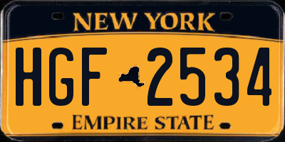 NY license plate HGF2534