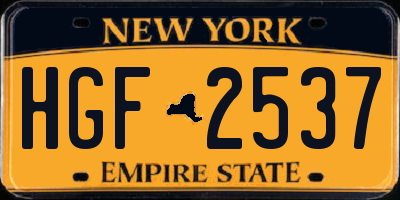 NY license plate HGF2537